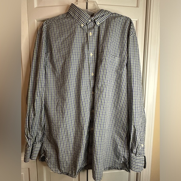 Jos. A. Bank men's button down shirt. Green and blue plaid. Tradtional fit. XL - Picture 1 of 5